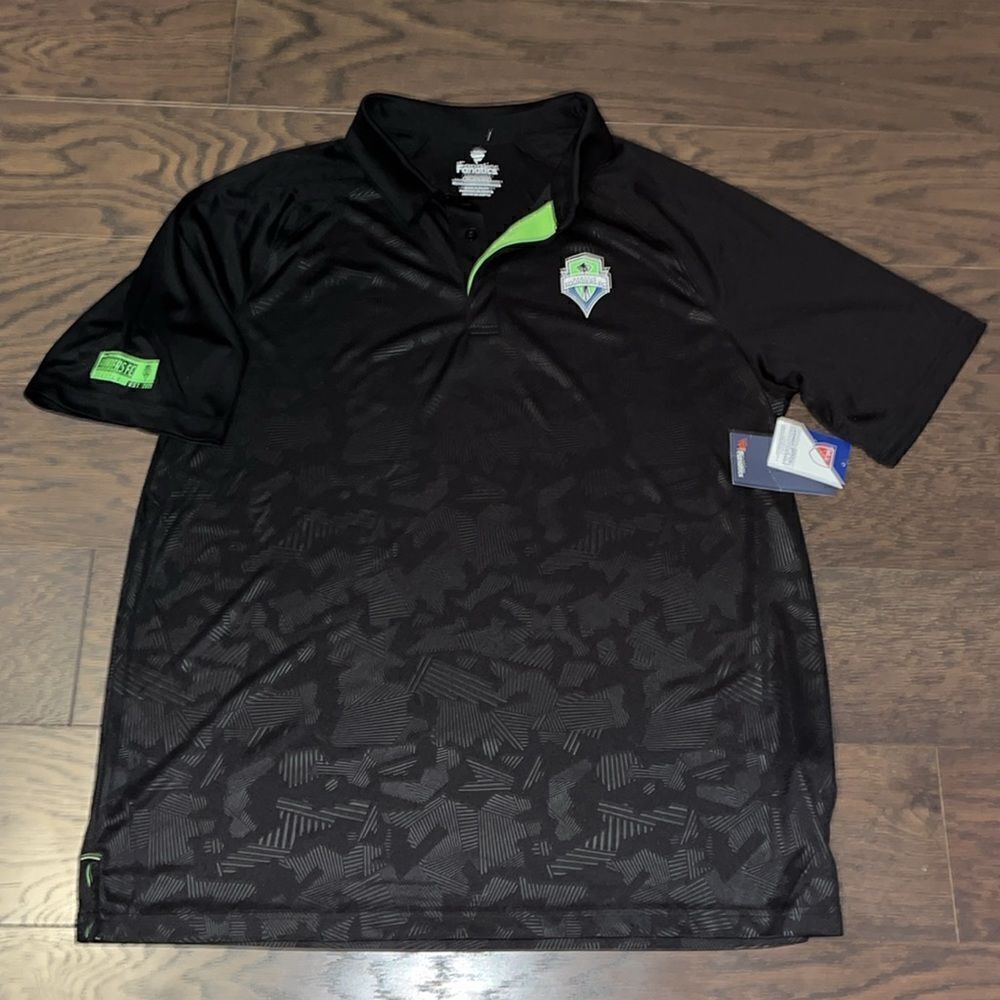 New Fanatics Seattle Sounders FC Soccer Black Camouflage Golf Polo Shirt XXL 2XL